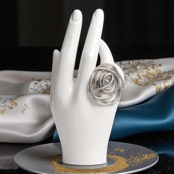 🆕️ Turkish Zamak Boho Chic Handmade Adjustable Ring 🌿 Trendy Statement Jewelry - Picture 10 of 16